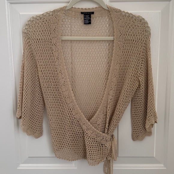 Theory Sweaters - Theory Beige Open-Knit Shrug - Size Large